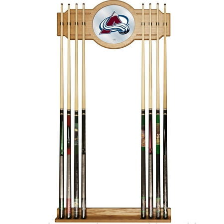 Colorado Avalanche NHL Stained Wood Cue Rack with Mirror - Burgundy, Blue, Silver, Black, White