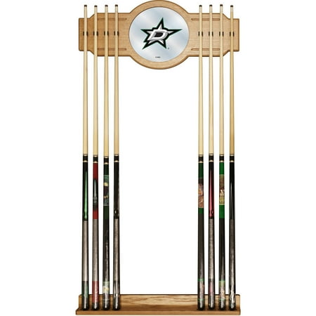 Dallas Stars NHL Stained Wood Cue Rack with Mirror - Victory Green, Silver, Black