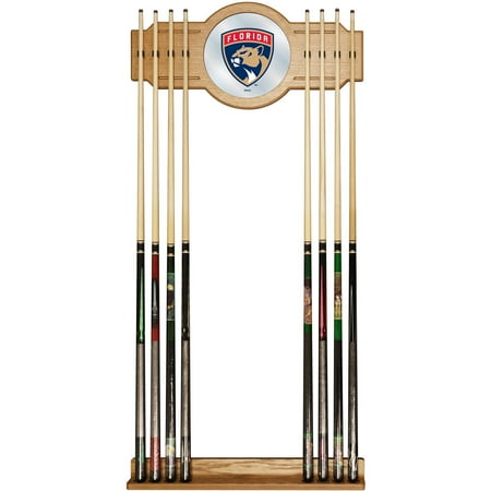 Florida Panthers NHL Stained Wood Cue Rack with Mirror - Red, Navy, Gold
