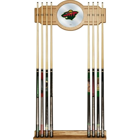 Minnesota Wild NHL Stained Wood Cue Rack with Mirror - Green, Red, Gold