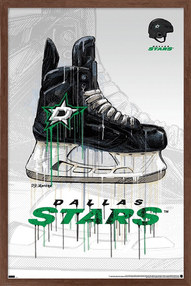NHL Dallas Stars - Drip Skate 21 Wall Poster, 14.725" x 22.375", Framed