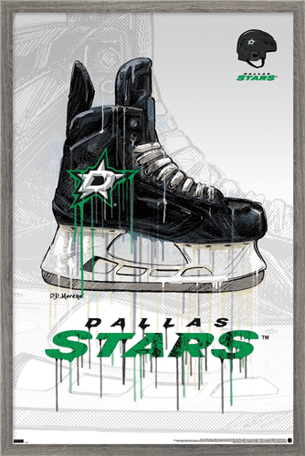 NHL Dallas Stars - Drip Skate 21 Wall Poster, 22.375" x 34", Framed