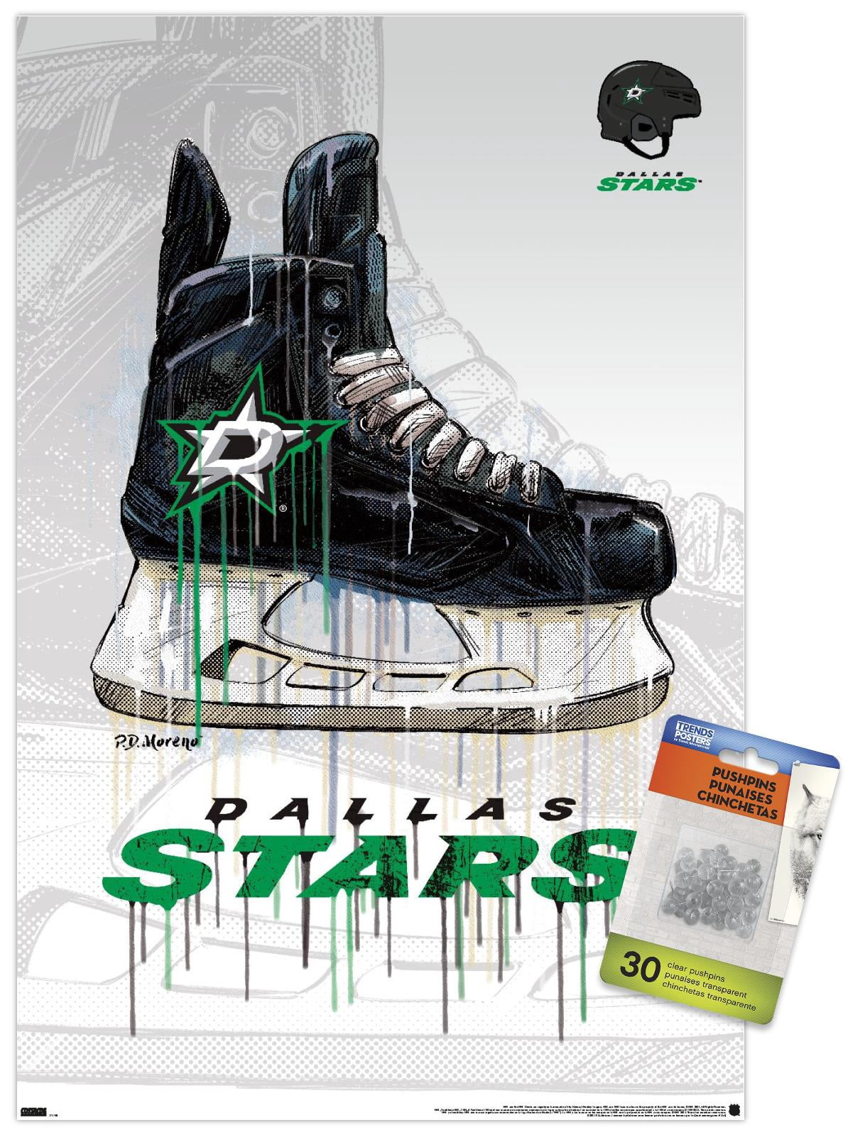NHL Dallas Stars - Drip Skate 21 Wall Poster with Pushpins, 14.725" x 22.375"