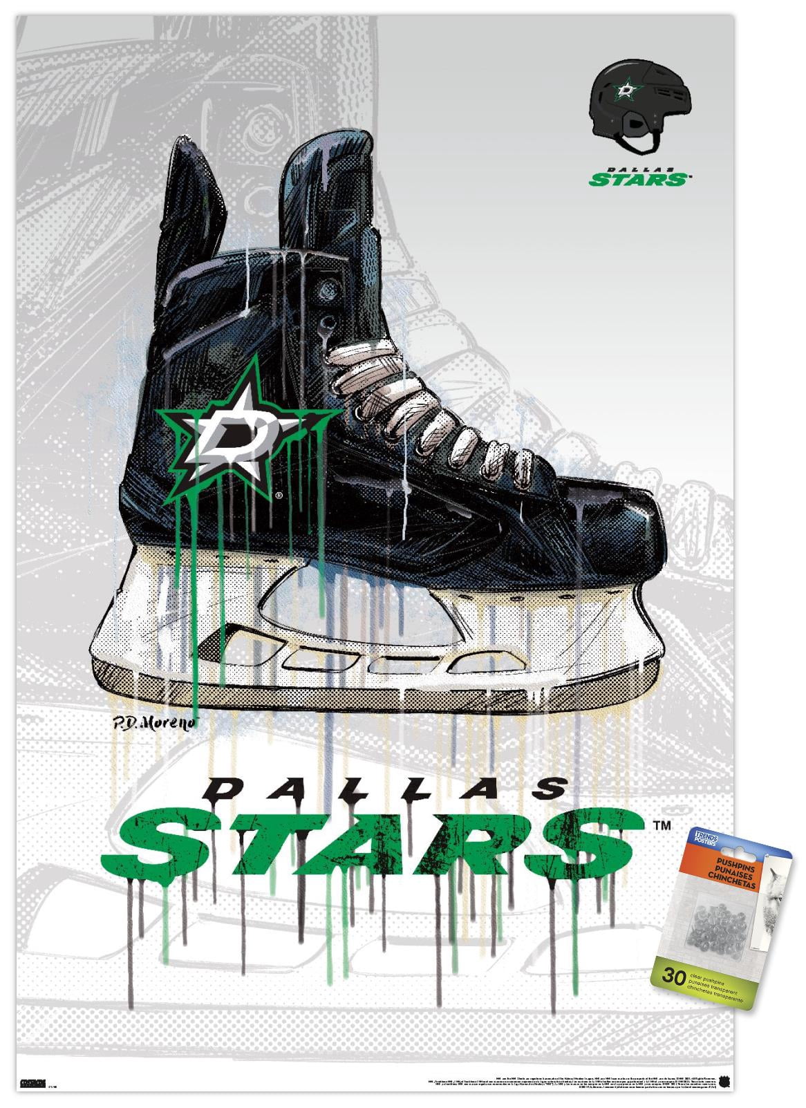 NHL Dallas Stars - Drip Skate 21 Wall Poster with Pushpins, 22.375" x 34"