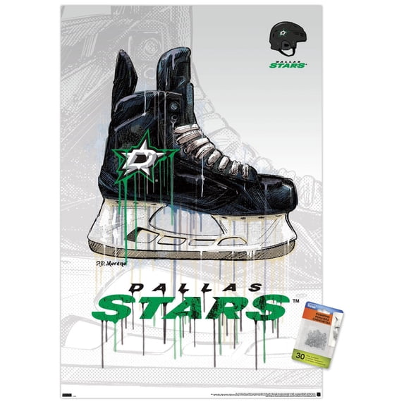 NHL Dallas Stars - Drip Skate 21 Wall Poster with Pushpins, 22.375" x 34"