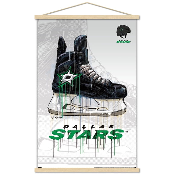 NHL Dallas Stars - Drip Skate 21 Wall Poster with Wooden Magnetic Frame, 22.375" x 34"
