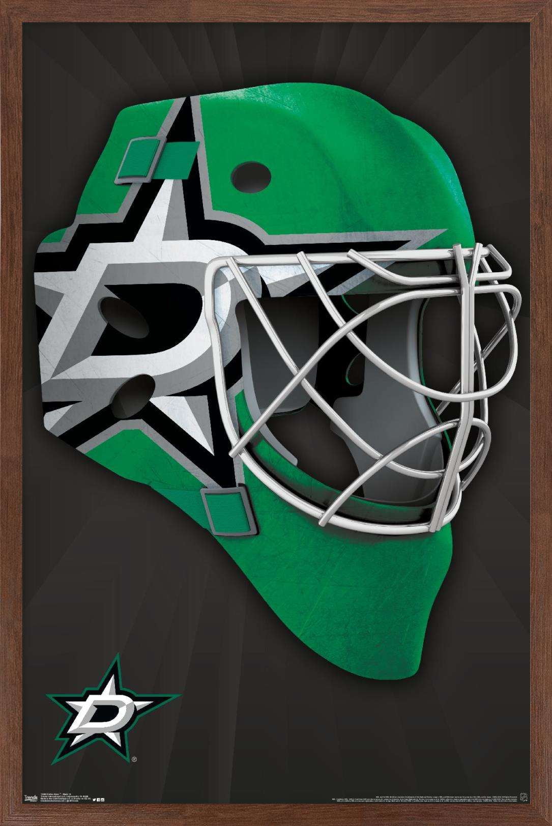 NHL Dallas Stars - Mask 16 Wall Poster, 14.725" x 22.375", Framed