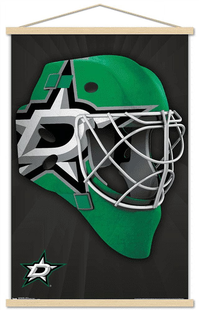NHL Dallas Stars - Mask 16 Wall Poster with Wooden Magnetic Frame, 22.375" x 34"