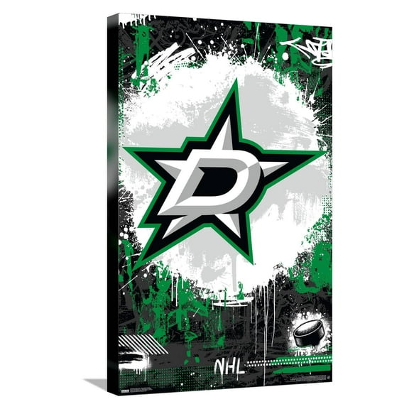 NHL Dallas Stars - Maximalist Logo 23 Canvas Wall Poster, 14.725" x 22.375"