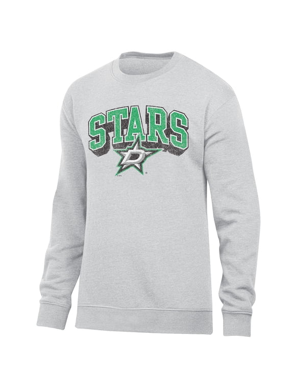 NHL Dallas Stars Men's Ash Arch-Over Logo Fleece Crew