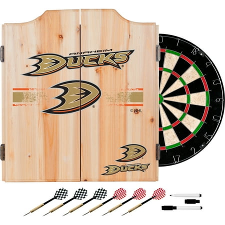 Anaheim Ducks NHL  Dart Cabinet Set with Darts and Board - Black, Metallic Gold, Silver