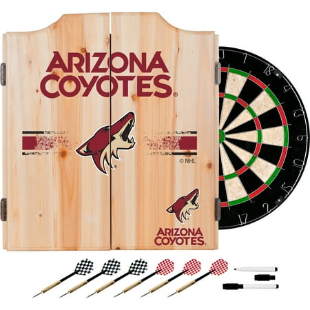 Arizona Coyotes NHL  Dart Cabinet Set with Darts and Board - Brick Red, Desert Sand
