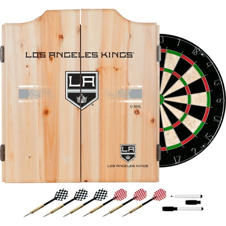 Los Angeles Kings NHL  Dart Cabinet Set with Darts and Board - Silver, Black, White