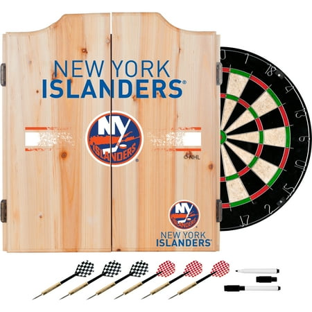 New York Islanders NHL Dart Cabinet Set with Darts and Board - Royal Blue, Orange, White