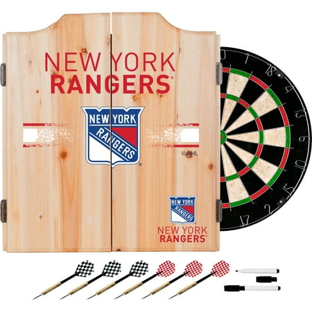 New York Rangers NHL Dart Cabinet Set with Darts and Board - Blue, Red, White