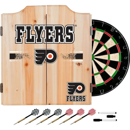 Philadelphia Flyers NHL Dart Cabinet Set with Darts and Board - Orange, Black, White