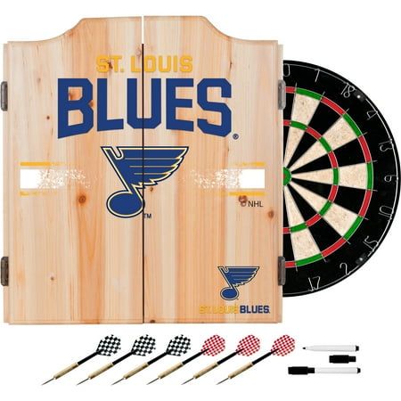 St. Louis Blues NHL  Dart Cabinet Set with Darts and Board - Blue, Gold, White