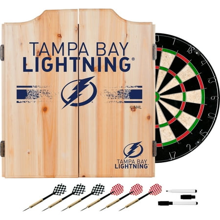 Tampa Bay Lightning NHL Dart Cabinet Set with Darts and Board - Blue, White, Black