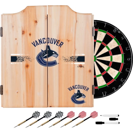 NHL Dart Cabinet Set with Darts and Board - Vancouver Canucks