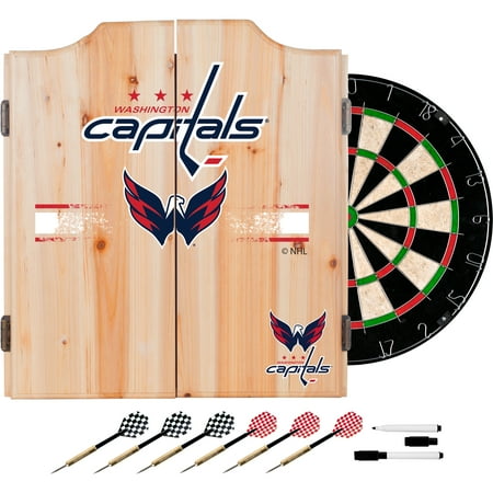 Washington Capitals NHL Dart Cabinet Set with Darts and Board - Red, White, Blue