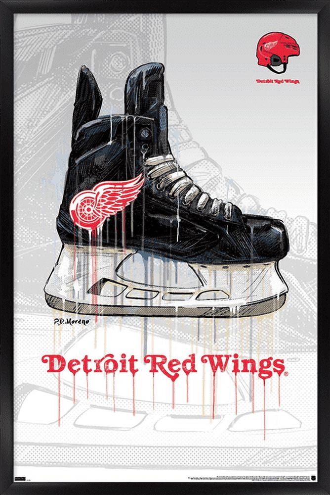 NHL Detroit Red Wings - Drip Skate 21 Wall Poster, 22.375" x 34", Framed