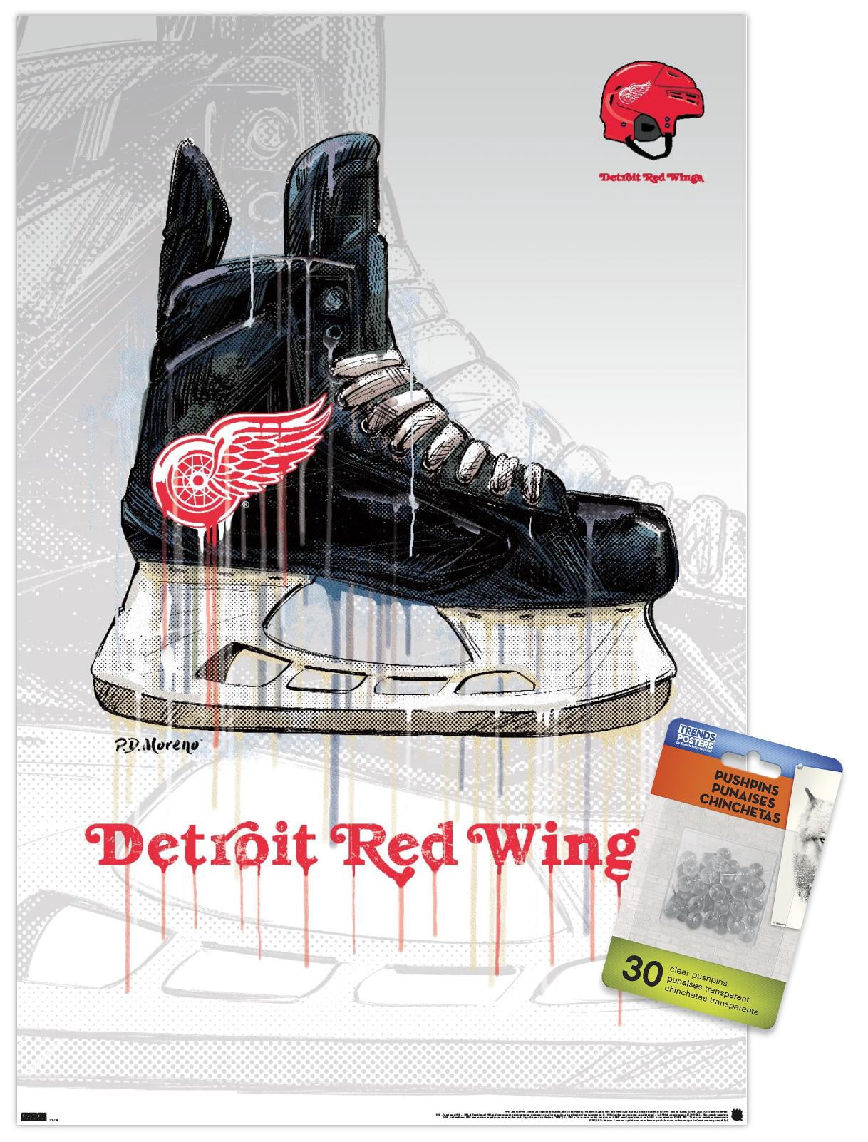 NHL Detroit Red Wings - Drip Skate 21 Wall Poster with Pushpins, 14.725" x 22.375"