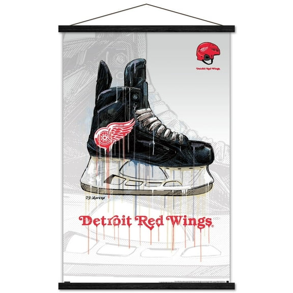 NHL Detroit Red Wings - Drip Skate 21 Wall Poster with Wooden Magnetic Frame, 22.375" x 34"