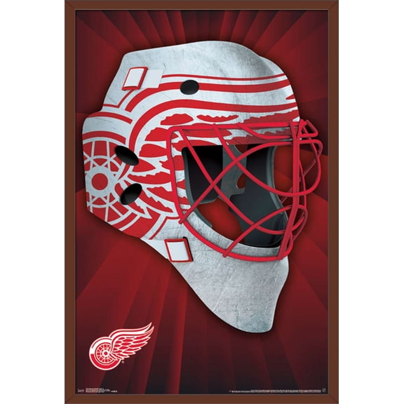 NHL Detroit Redwings - Mask 16 Wall Poster, 22.375" x 34", Framed