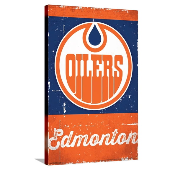 NHL Edmonton Oilers - Retro Logo 13 Canvas Wall Poster, 22.375" x 34"