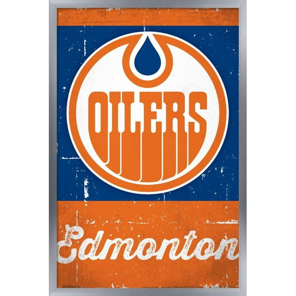 NHL Edmonton Oilers - Retro Logo 13 Wall Poster, 14.725" x 22.375", Framed