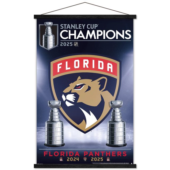 NHL Florida Panthers - 2025 Stanley Cup Team Logo Wall Poster with Magnetic Frame, 22.375" x 34"