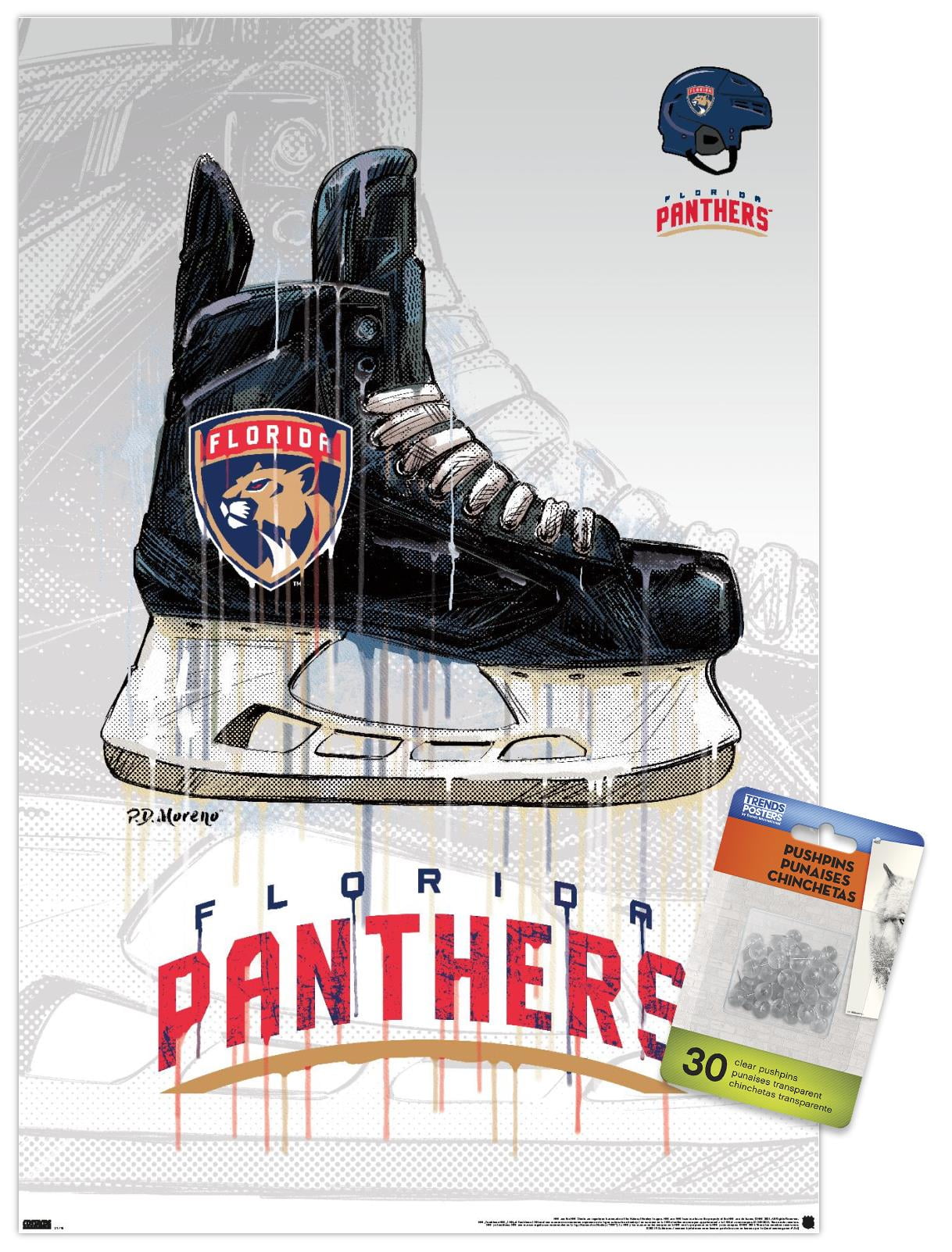 NHL Florida Panthers - Drip Skate 21 Wall Poster with Pushpins, 14.725" x 22.375"