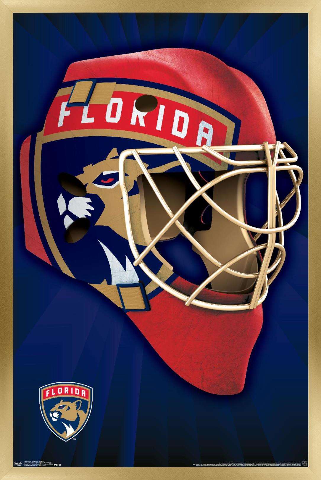 NHL Florida Panthers Mask 16 Wall Poster, 14.725" x 22.375", Framed
