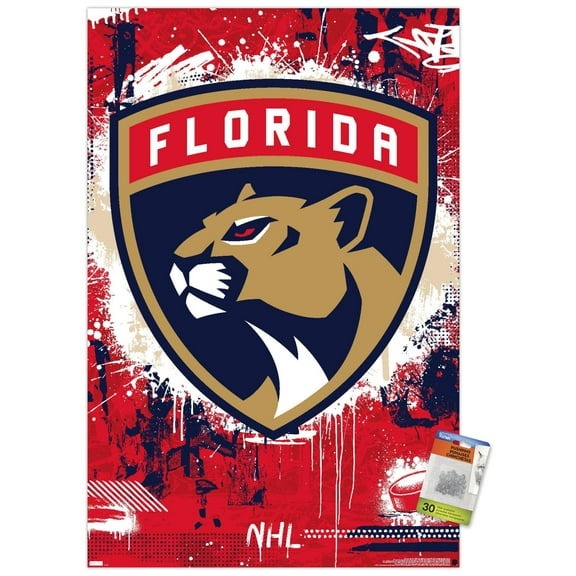 NHL Florida Panthers - Maximalist Logo 23 Wall Poster with Pushpins, 22.375" x 34"