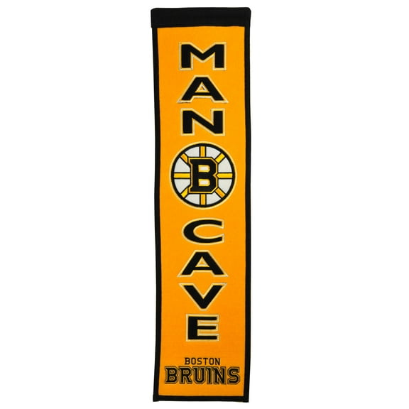 NHL Hockey Boston Bruins - 8"x32" Heavy Wool with Embroidery Sport Team Logo Man Cave Banner #4002