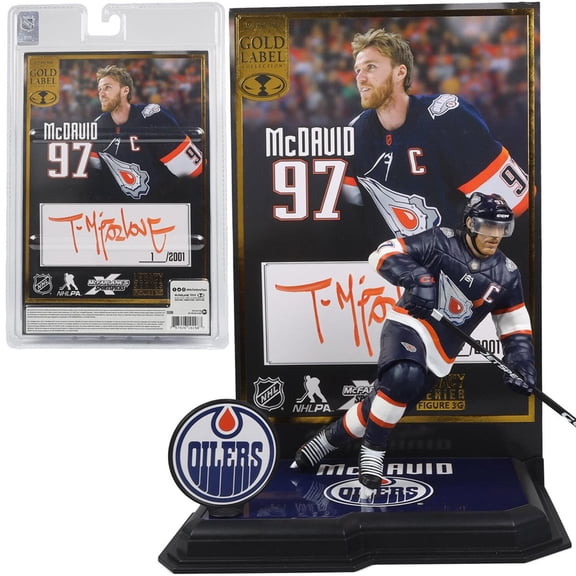 Connor McDavid w/Special Edition Jersey (Edmonton Oilers) Gold Label NHL 7" Figure McFarlane's SportsPicks signed by Todd McFarlane #/2001