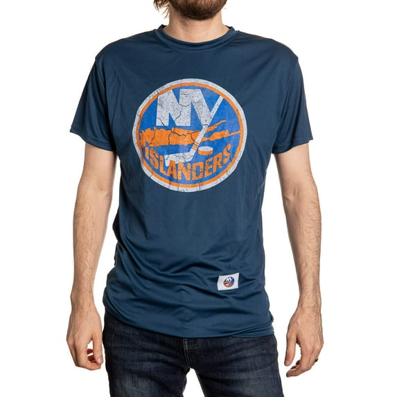 NHL Mens Loose Fit Performance Rashguard Wicking Short Sleeve Shirt (New York Islanders, XX-Large)