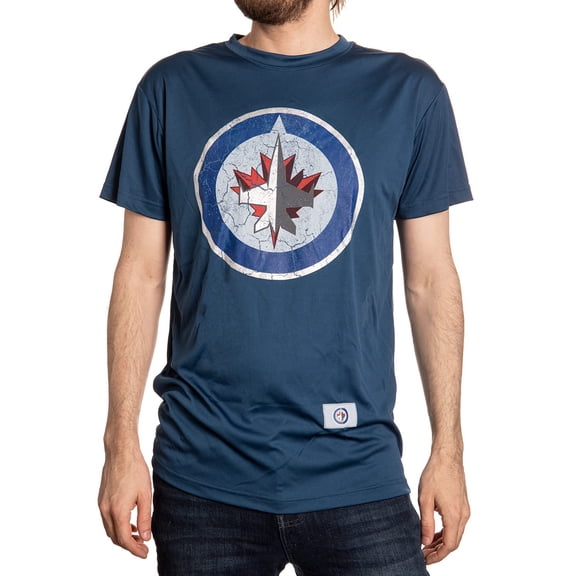 NHL Mens Loose Fit Performance Rashguard Wicking Short Sleeve Shirt (Winnipeg Jets, Large)