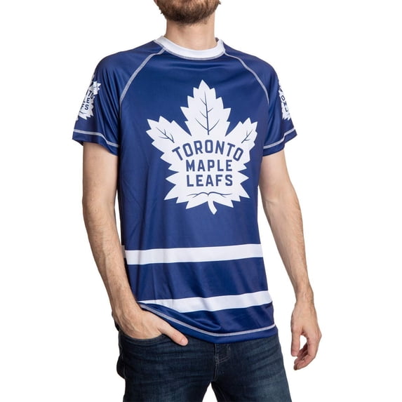 NHL Mens Performance Quick Dry Moisture Wicking Rash Guard Short Sleeve Shirt