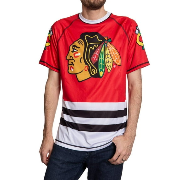 NHL Mens Performance Quick Dry Moisture Wicking Rash Guard Short Sleeve Shirt
