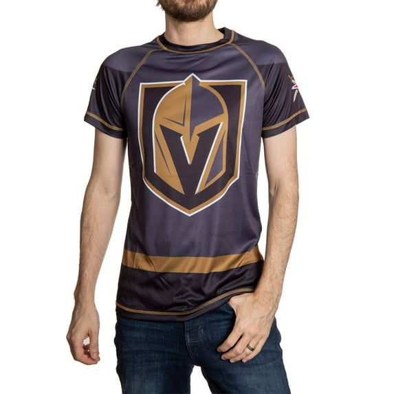 NHL Mens Performance Quick Dry Moisture Wicking Rash Guard Short Sleeve Shirt