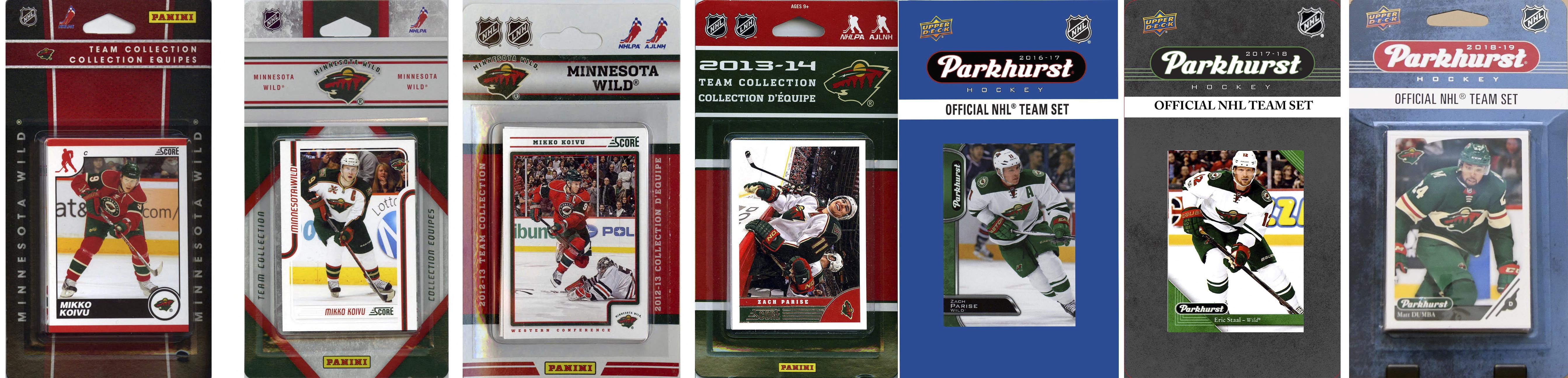 NHL Minnesota Wild 7 Different Licensed Trading Card Team Sets