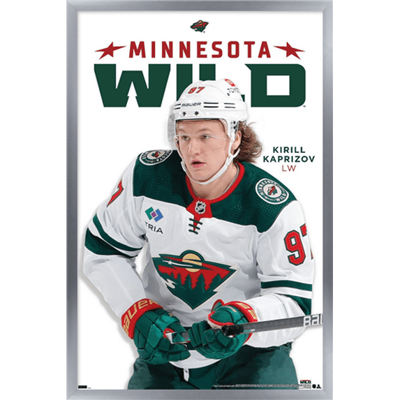 NHL Minnesota Wild - Kirill Kaprizov Feature Series 23 Wall Poster, 22.375" x 34" Framed