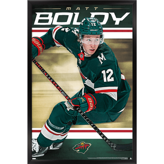 NHL Minnesota Wild - Matt Boldy 23 Wall Poster, 14.725" x 22.375" Framed