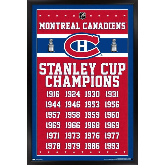 NHL Montreal Canadiens Champions 13 Wall Poster, 14.725" x 22.375", Framed