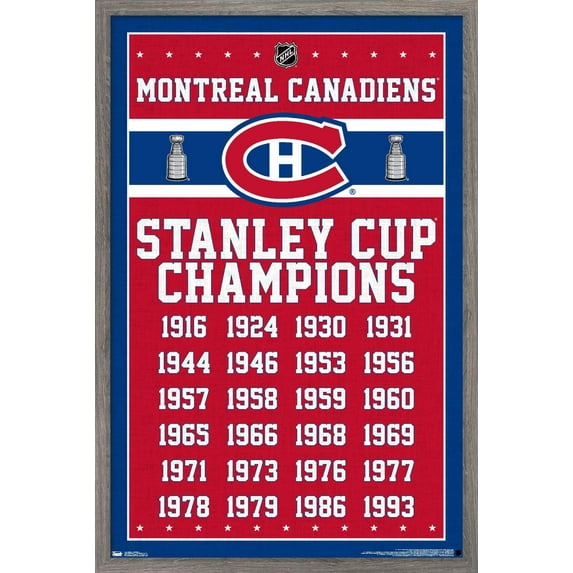 NHL Montreal Canadiens Champions 13 Wall Poster, 22.375" x 34", Framed