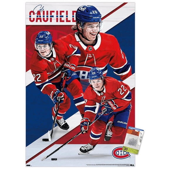 NHL Montreal Canadiens - Cole Caufield 22 Wall Poster with Push Pins, 22.375" x 34"
