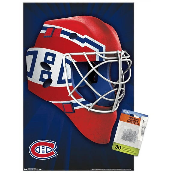 NHL Montreal Canadiens - Mask 16 Wall Poster with Push Pins, 14.725" x 22.375"