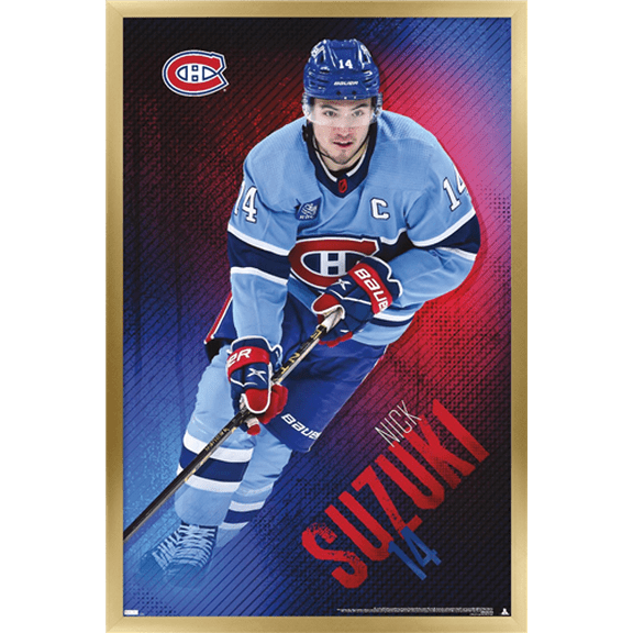 NHL Montreal Canadiens - Nick Suzuki 23 Wall Poster, 14.725" x 22.375" Framed