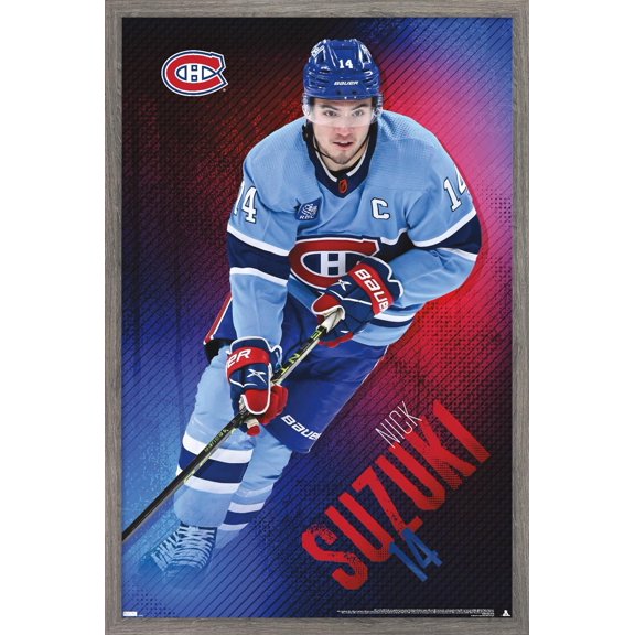 NHL Montreal Canadiens - Nick Suzuki 23 Wall Poster, 14.725" x 22.375" Framed